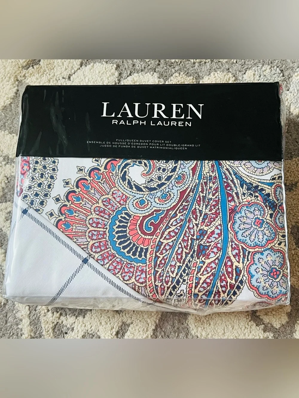NWT❤️Lauren Ralph Lauren Carter Multi Paisley 3 Pc Full/Queen Duvet Cover Set